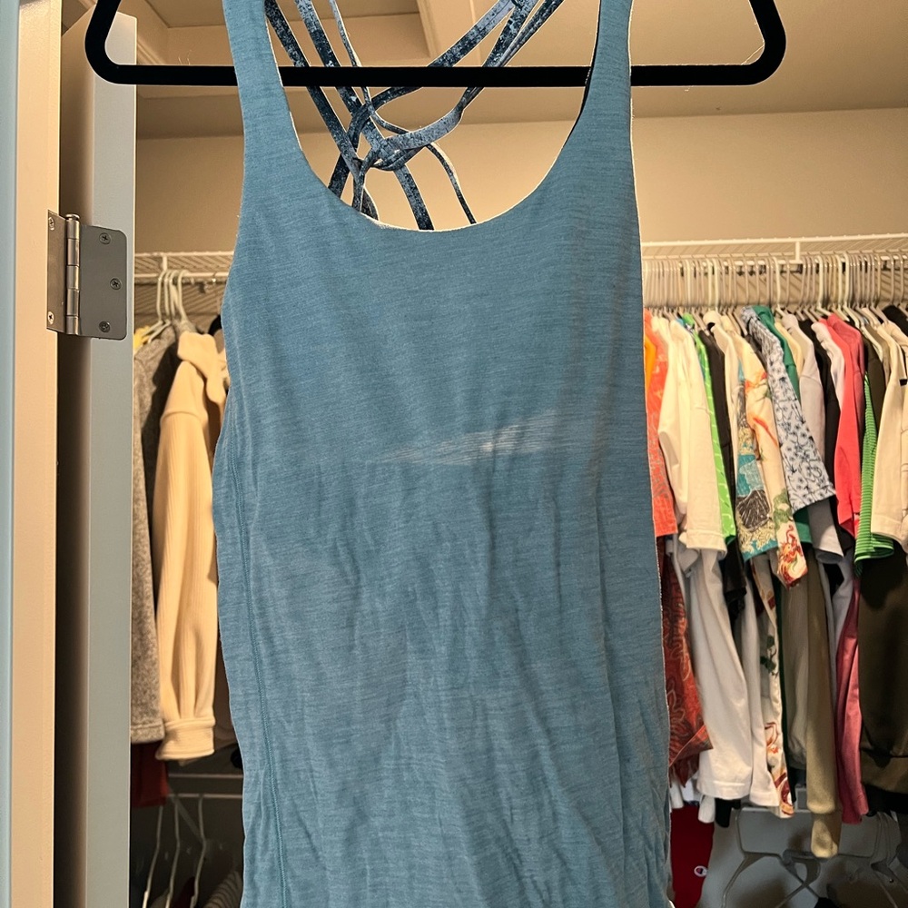 Lululemon Athletica Blue Backless Tie Front Tank Top
